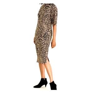 Chico's Cheetah Print Mock Neck Midi Shift Stretch Dress | Size 3 (16/18) | NWT